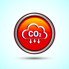 Carbon dioxide icon design illustration, Reduce co2 gas icon, Orange Color Round Button Design