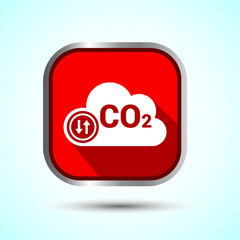 Carbon dioxide icon design illustration, Reduce co2 gas icon, Red Shadow Button Design