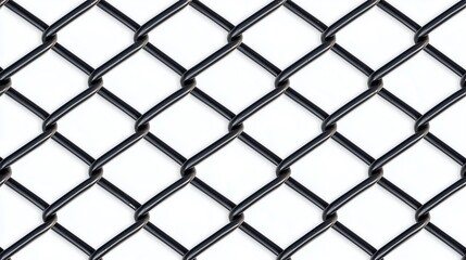 Naklejka premium Close-up of black chain link fence pattern on white background