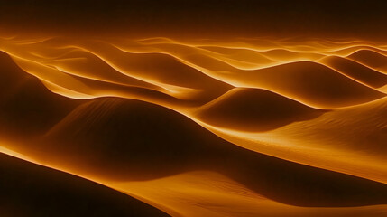 Abstract orange sand dunes at sunset.