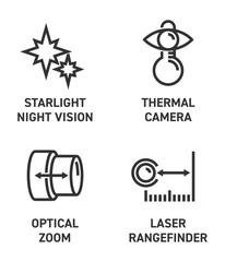 UAV camera module icons set in bold line
