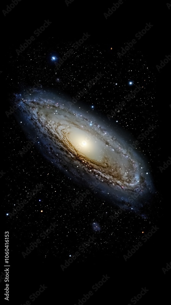 Aufkleber stunning spiral galaxy illuminated against deep cosmic backdrop vertical format