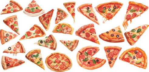 pizza watercolor clipart	