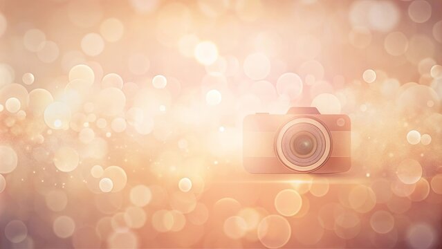 A solitary camera lens peering through a soft, golden bokeh background, capturing the essence of the moment
