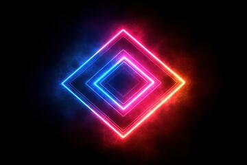 A glowing diamond shape with vibrant neon colors against a dark background.