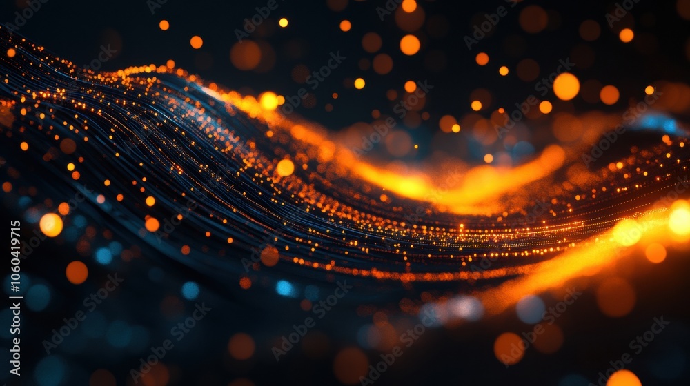Poster glowing network cables and a central router are surrounded by radiant abstract lines, symbolizing mo