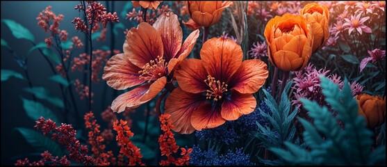 Vibrant Floral Arrangements Exotic Colors Lush Textures Stunning Blooms Garden Scenery Nature's Beauty