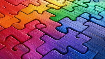 Colorful Wooden Puzzle Pieces Interlocking