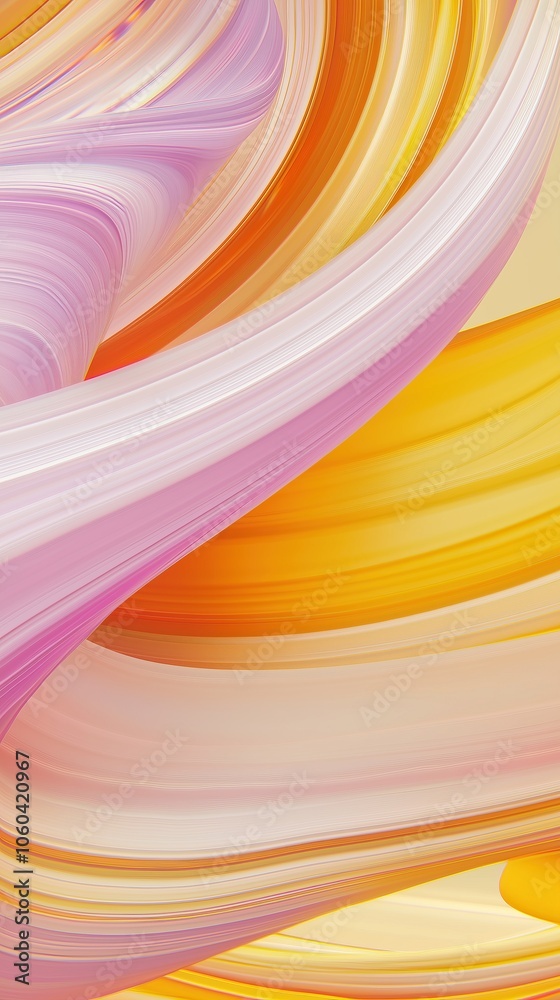 Poster colorful abstract waves in soft pink and orange vibrant background vertical format