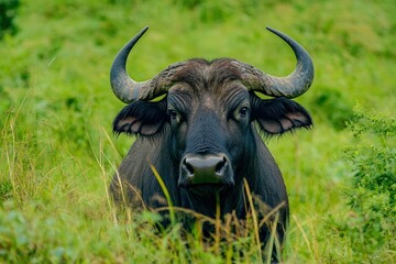 Naklejka premium Pumba - animal running in the savannah with tail up. Beautiful simple AI generated image