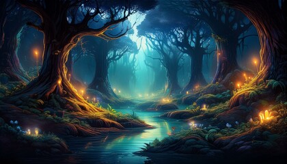 Obraz premium night in the forest