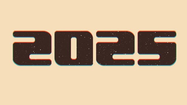 2025 new year frame with riso print effect. Vintage decoration of 70s 80s, 90s. Aesthetics of the risograph and old school style. Deep space surfaces.Vaporwave style. Design Element for New Year 2025
