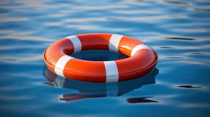 Naklejka premium Lifebuoy floating in water