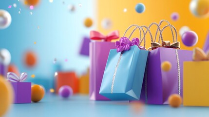 Colorful Shopping Bags with Gifts