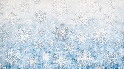 Detailed White Snowflakes on Light Blue Background – Winter Christmas Holiday Decoration