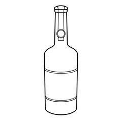 Pirate rum bottle illustration on transparent background. Fantasy item illustration, kids coloring page