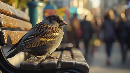 A little bird on the bench