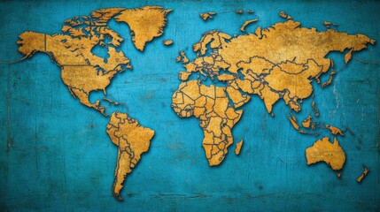 Vintage World Map with Grunge Texture