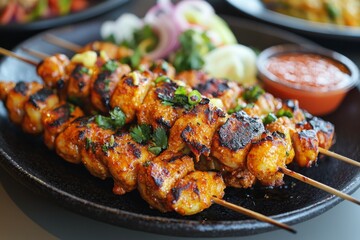 Fototapeta premium Indonesian Satay Food Menu created with Generative AI