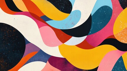 Colorful retro digital artwork with a psychedelic vibe, bold shapes, and dynamic textures