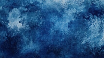 Artistic dark blue watercolor background with a worn-out, grunge texture featuring blotches, rough edges
