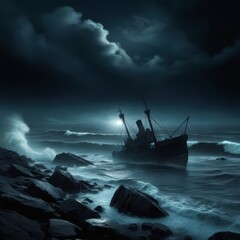 Obraz premium ship at night