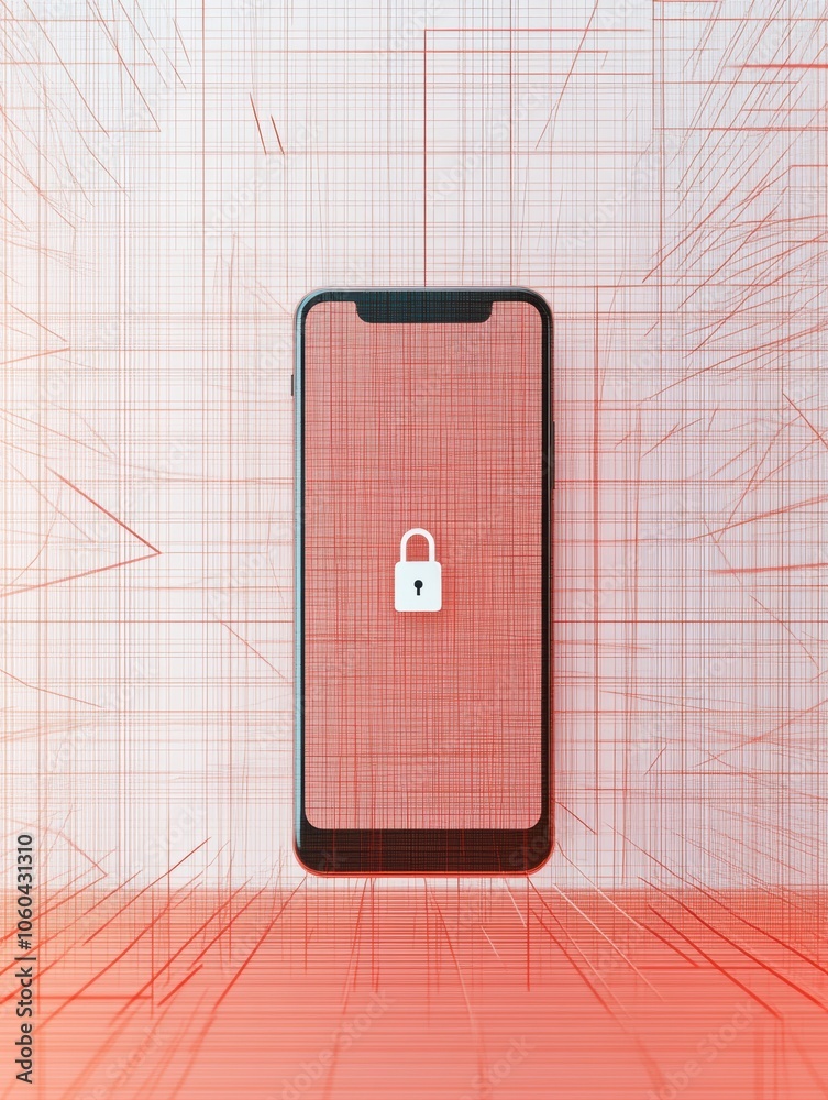 Poster a smartphone screen shows a lock icon, indicating security, set against a vibrant abstract backgroun