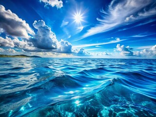 Blue Sea Water Background Texture - Deep Sea Waves and Surfaces for Stunning Aesthetic Visuals in Panoramic Photography