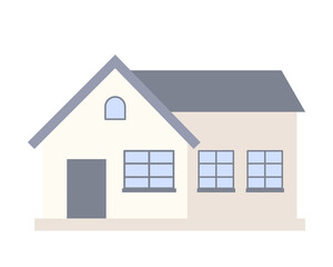Cute white house. Vector simple color flat illustration.