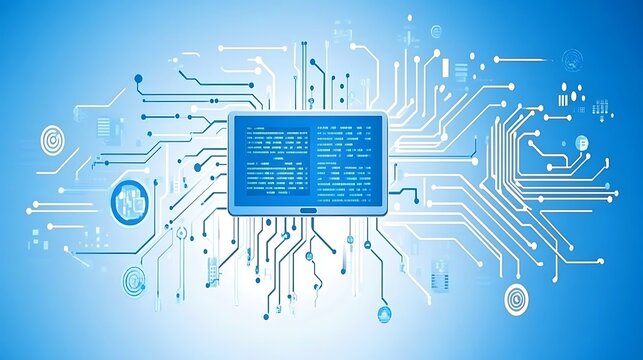 Digital Technology and Circuit Board Minimalist White Background with Space for Text