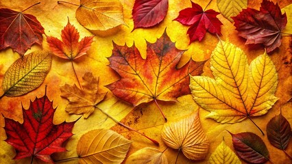 A symphony of autumn leaves, a tapestry of fiery red, vibrant orange, and warm gold, each leaf a brushstroke on a canvas of nature's artistry.