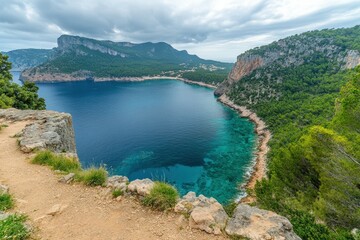 Obraz premium Mallorca, Capdepera, Cala Mesquida-Cala Agulla, Wanderweg, wandern, Tour. Beautiful simple AI generated image