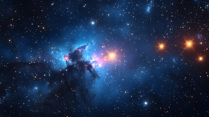 Naklejka premium Cosmic Nebula with Stars - Space Background Illustration