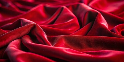 Obraz premium The luxurious texture of deep crimson velvet, its folds and ripples creating a captivating abstract landscape.