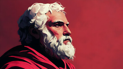 Portrait Illustration of an Old Man with White Hair and Beard