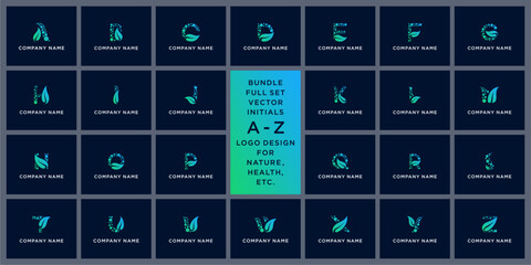 Special bundle set vector abstract letter A - Z leaf hydrotech logo design