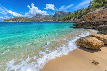 Obraz premium Mallorca, Capdepera, Cala Mesquida-Cala Agulla, Wanderweg, wandern, Tour. Beautiful simple AI generated image