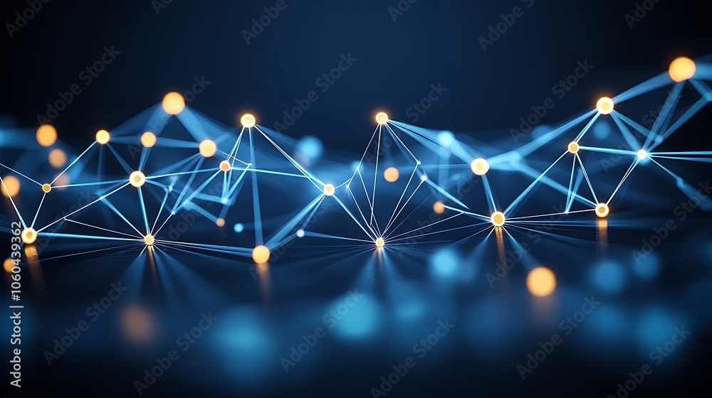 Poster abstract network connection smooth blue background with copy space for advertisements