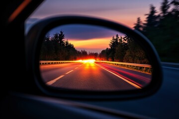 A round or oval mirror with a reflection of the blue sky and white clouds. Close-up. Isolated on a white background. Beautiful simple AI generated image