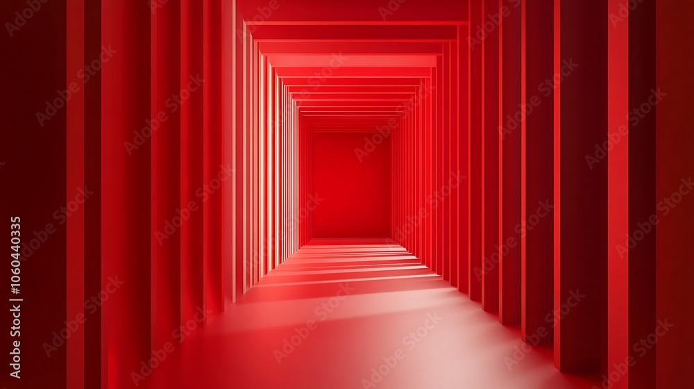 Poster red abstract corridor blank background with copy space for design projects