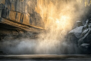 Obraz premium The winter landscape of Yosemite National Park, California-USA. Beautiful simple AI generated image