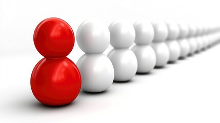 Red Sphere Standing Out From The Crowd