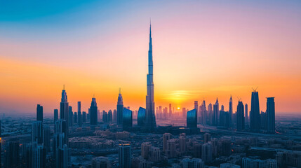 sunset over the city