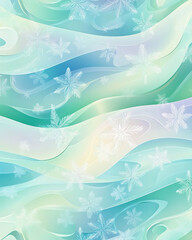 Colorful abstract waves with snowflakes, perfect for winter-themed designs.