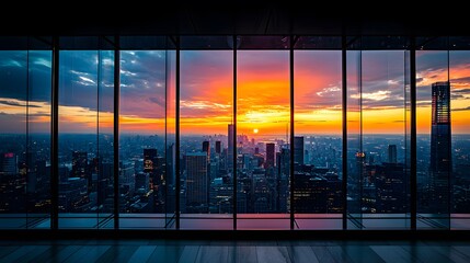 Fototapeta premium Stunning Sunset View from a Modern High-Rise