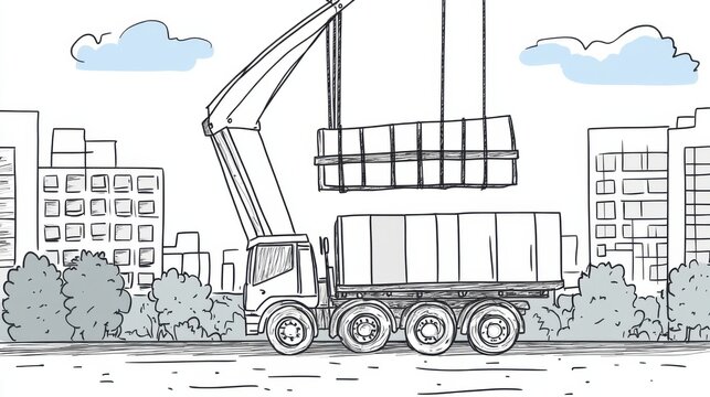 Crane Truck Lifting Load Illustration