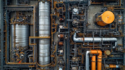 Intricate Network of Interconnected Machinery in a Complex Industrial Setting with Mechanical Components