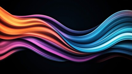Abstract image of vibrant multicolored flowing waves on a dark background creating a dynamic and energetic visual effect.