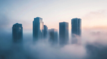 Naklejka premium city at night with mist