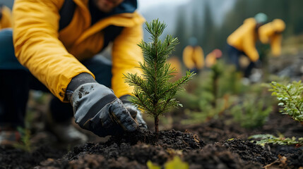 Planting a Young Tree - Realistic Image